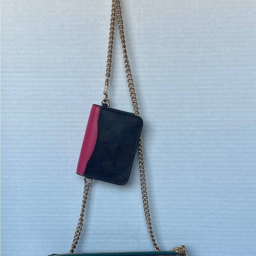 Coach PoppyColorblock Signature Crossbody with Teal, Mustard and Pink Accents - Picture 2 of 7